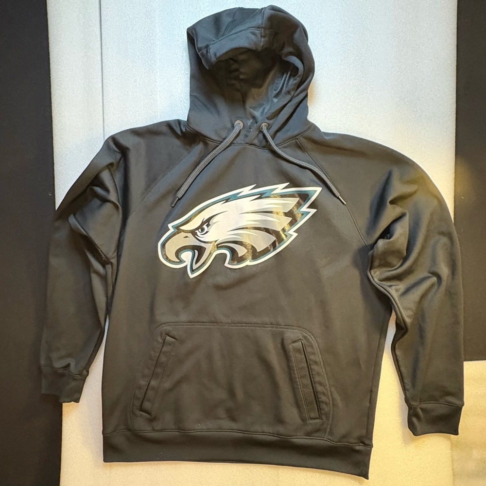 Sport-Tek Charcoal Hoodie w/ Philadelphia Eagle Design. Size L.  Good Condition.